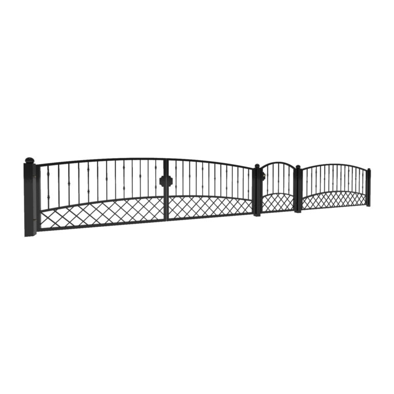 Modell 17 – Stilvoller Zaun mit Ziergittern und Dekorelementen