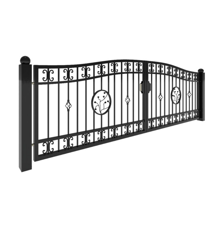 Modell 23 – Eleganter Schmiedezaun mit C-Elementen und zentralem Ornament