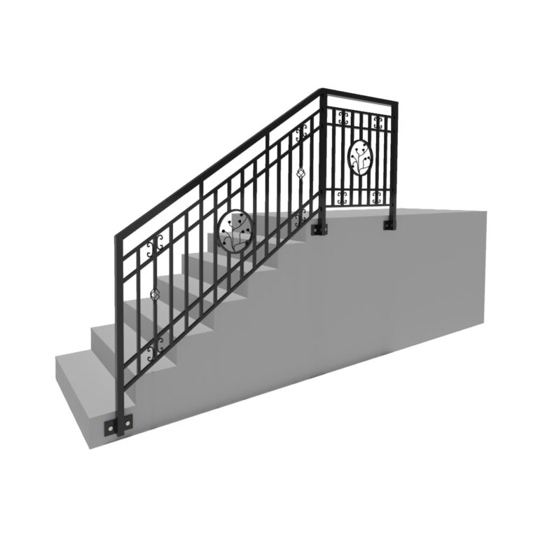 Modell 23 – Eleganter Schmiedezaun mit C-Elementen und zentralem Ornament