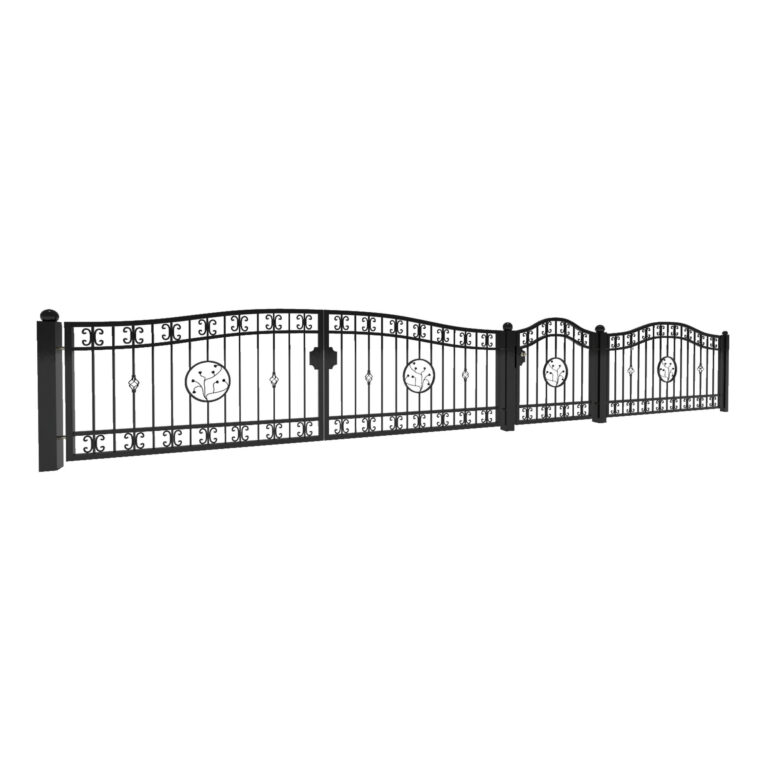 Modell 23 – Eleganter Schmiedezaun mit C-Elementen und zentralem Ornament
