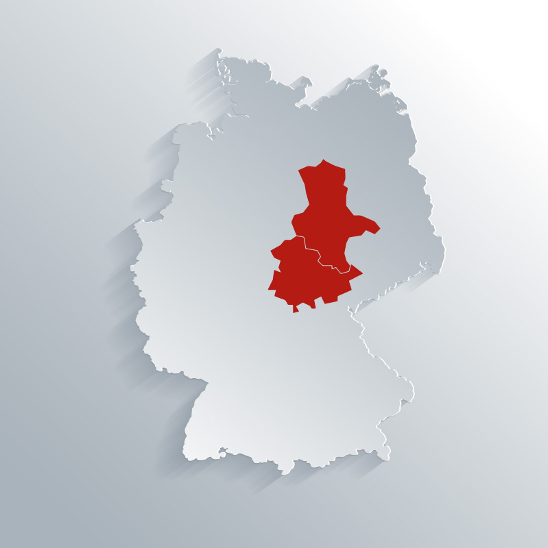Karte von Deutschland mit dem Geschäftsgebiet von Iron Anvil